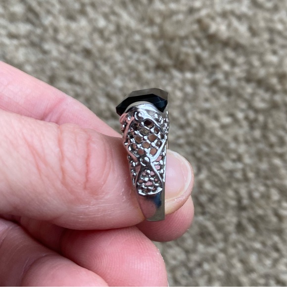 Lia Sophia Dark Brown Smoky Quartz and Silver Ring, size 7 - Picture 5 of 7